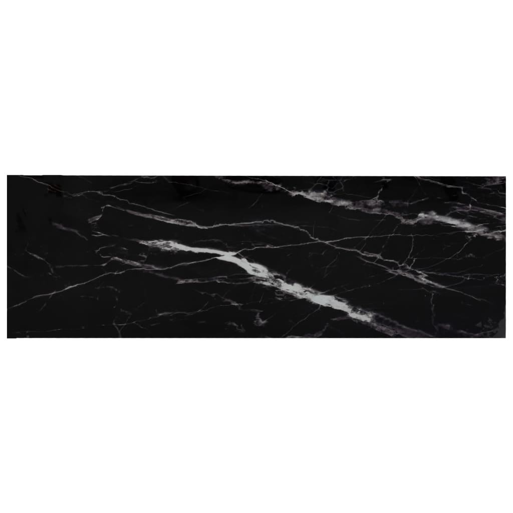 vidaXL plaukts, 100x36x90 cm, melns marmora raksts, rūdīts stikls