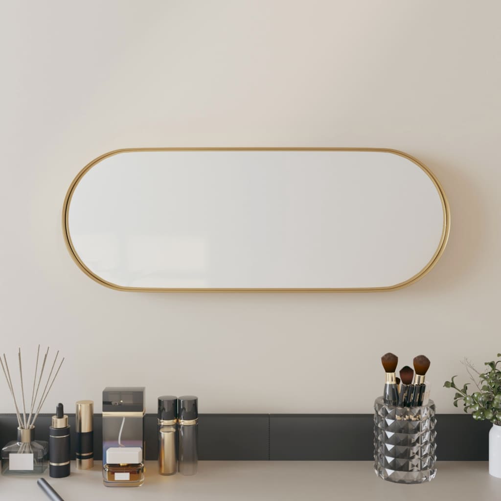 vidaXL sienas spogulis, zelta krāsā, 15x40 cm, ovāls