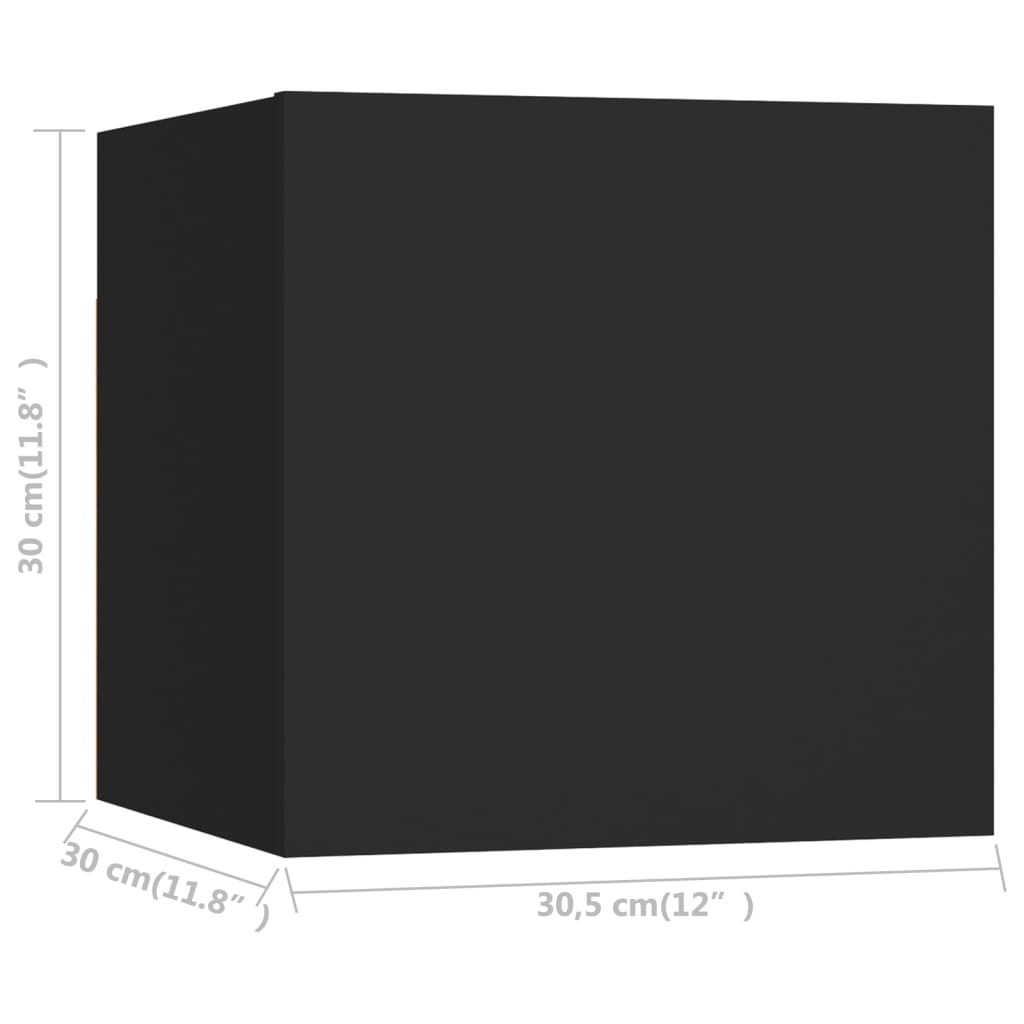 vidaXL sienas TV skapīši, 2 gab., melni, 30,5x30x30 cm