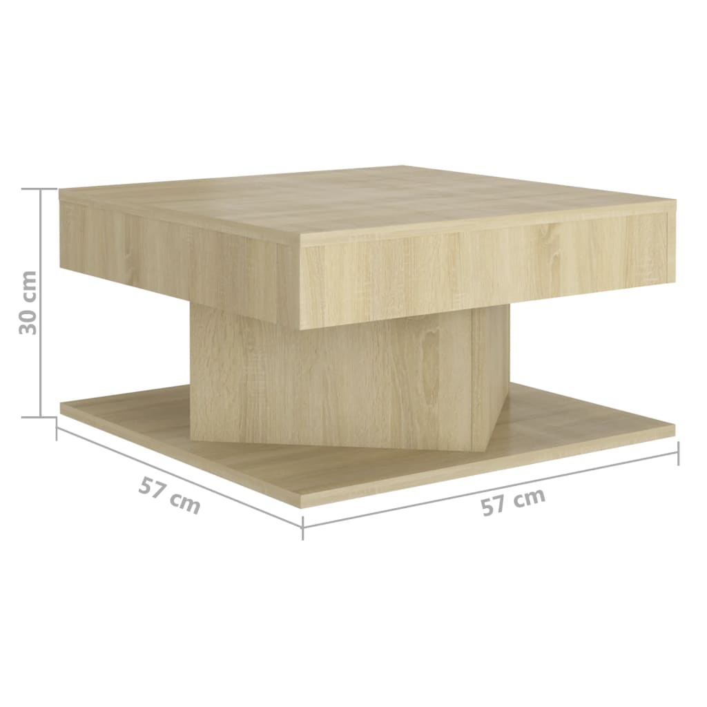 vidaXL kafijas galdiņš, ozolkoka krāsa, 57x57x30 cm, skaidu plāksne