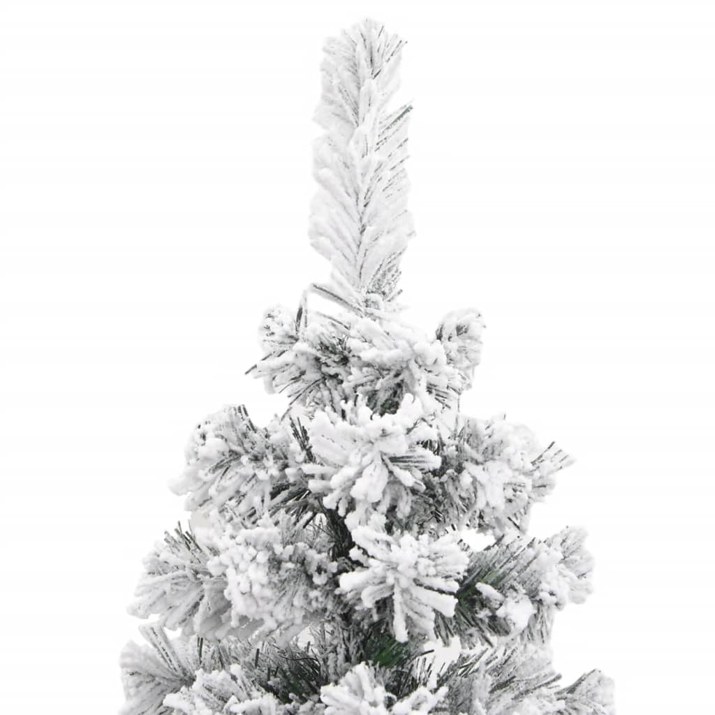 vidaXL mākslīgā Ziemassvētku egle ar sniegu, šaura, zaļa, 210 cm, PVC