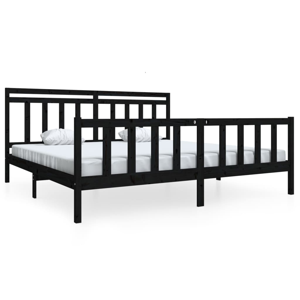 vidaXL gultas rāmis, melns, masīvkoks, 200x200 cm