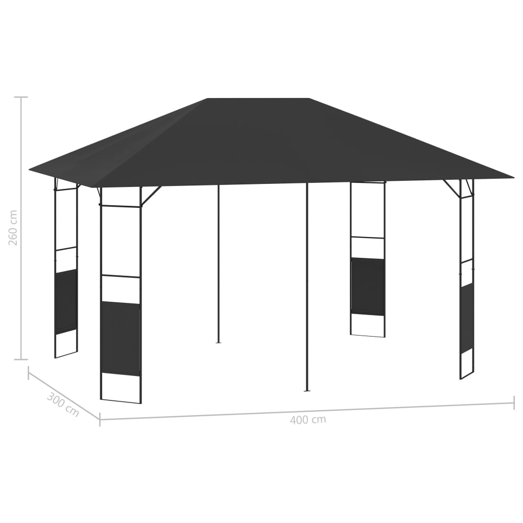 vidaXL dārza nojume, 4x3 m, antracītpelēka, 160 g/m²