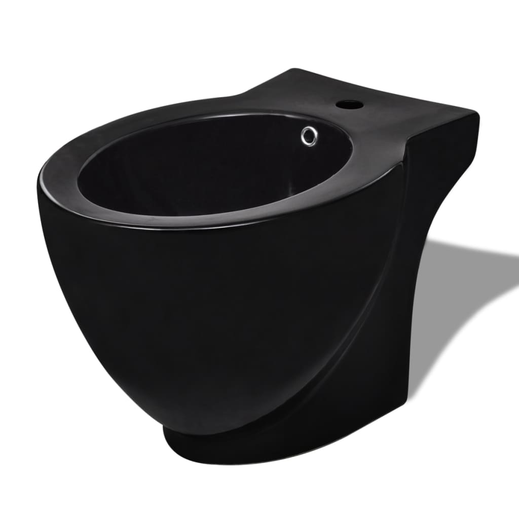 vidaXL tualetes pods un bidē, melna keramika