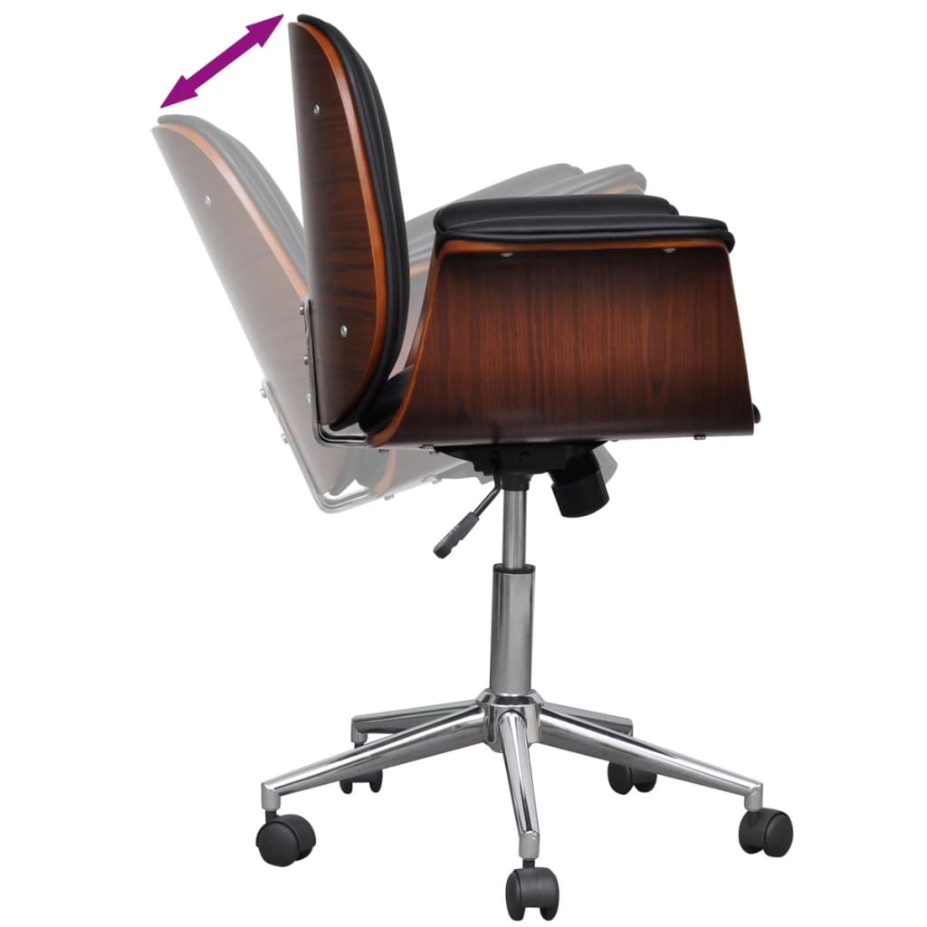 vidaXL biroja krēsls, grozāms, izliekts koks un mākslīgā āda
