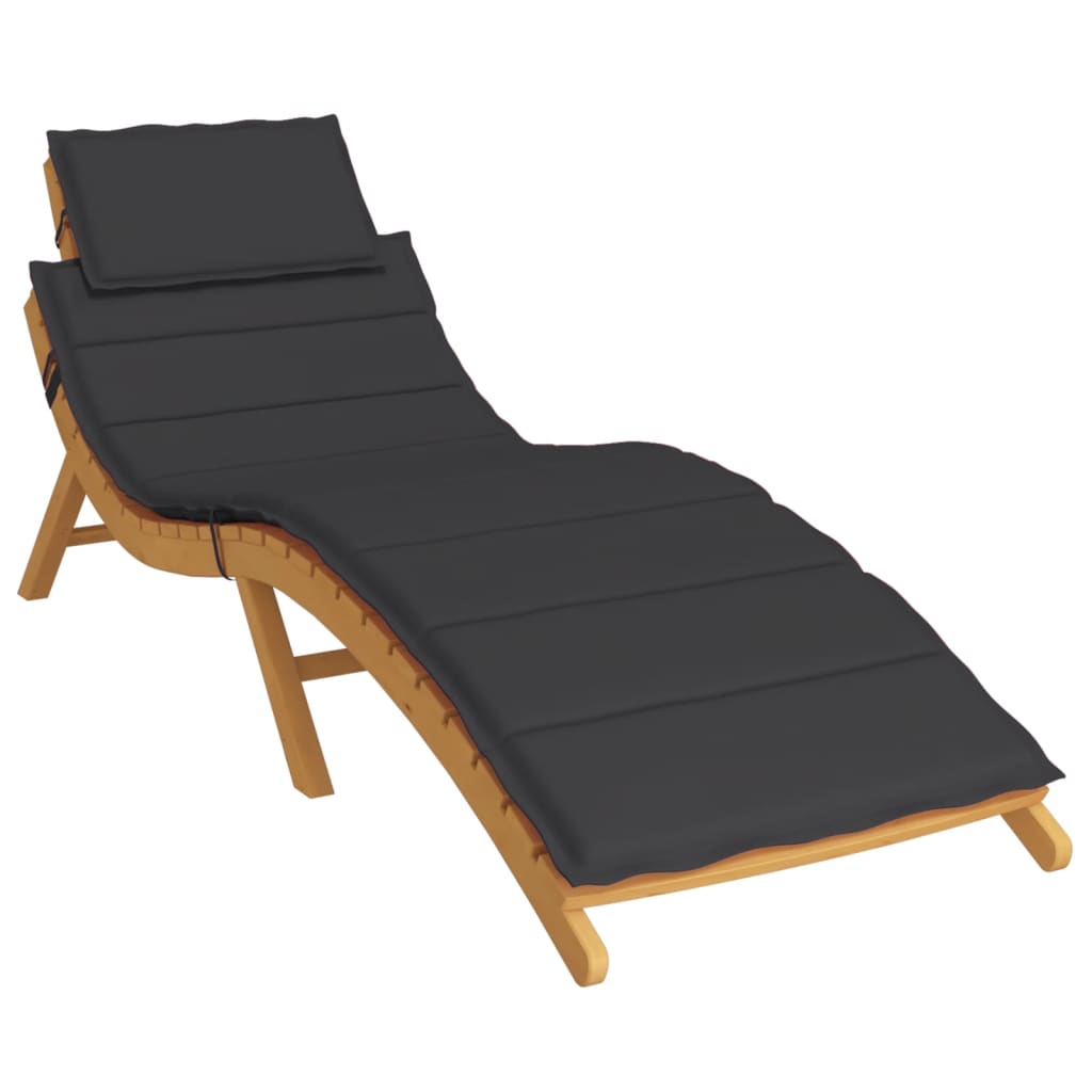 vidaXL sauļošanās krēsla matracis, 186x58x3 cm, audums, melns