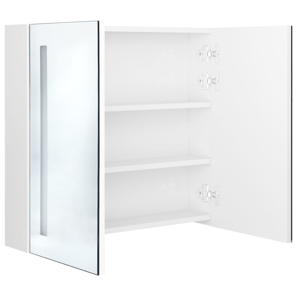 vidaXL vannasistabas skapītis ar spoguli un LED, 62x14x60 cm, balts