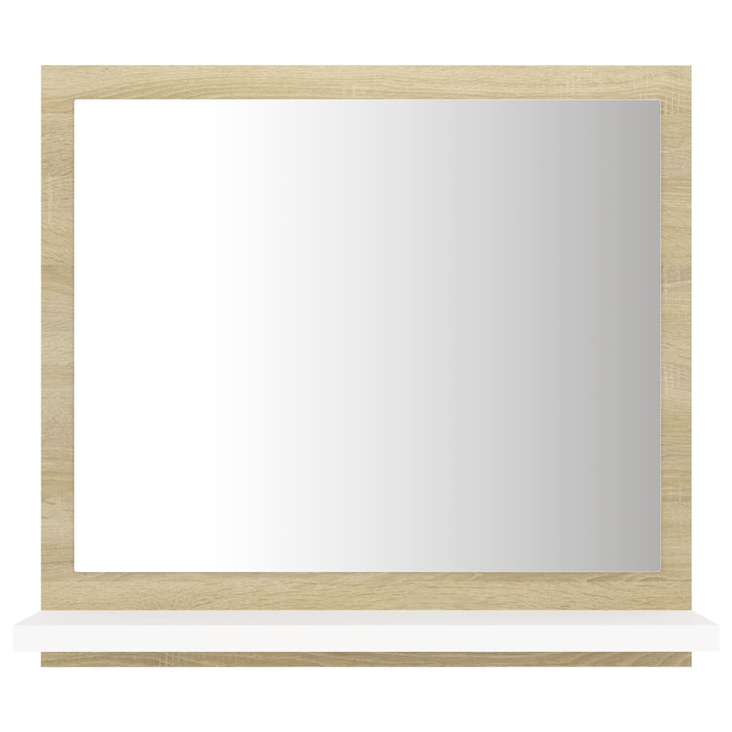 vidaXL vannasistabas spogulis, baltā un ozolkoka krāsā, 40x10,5x37 cm