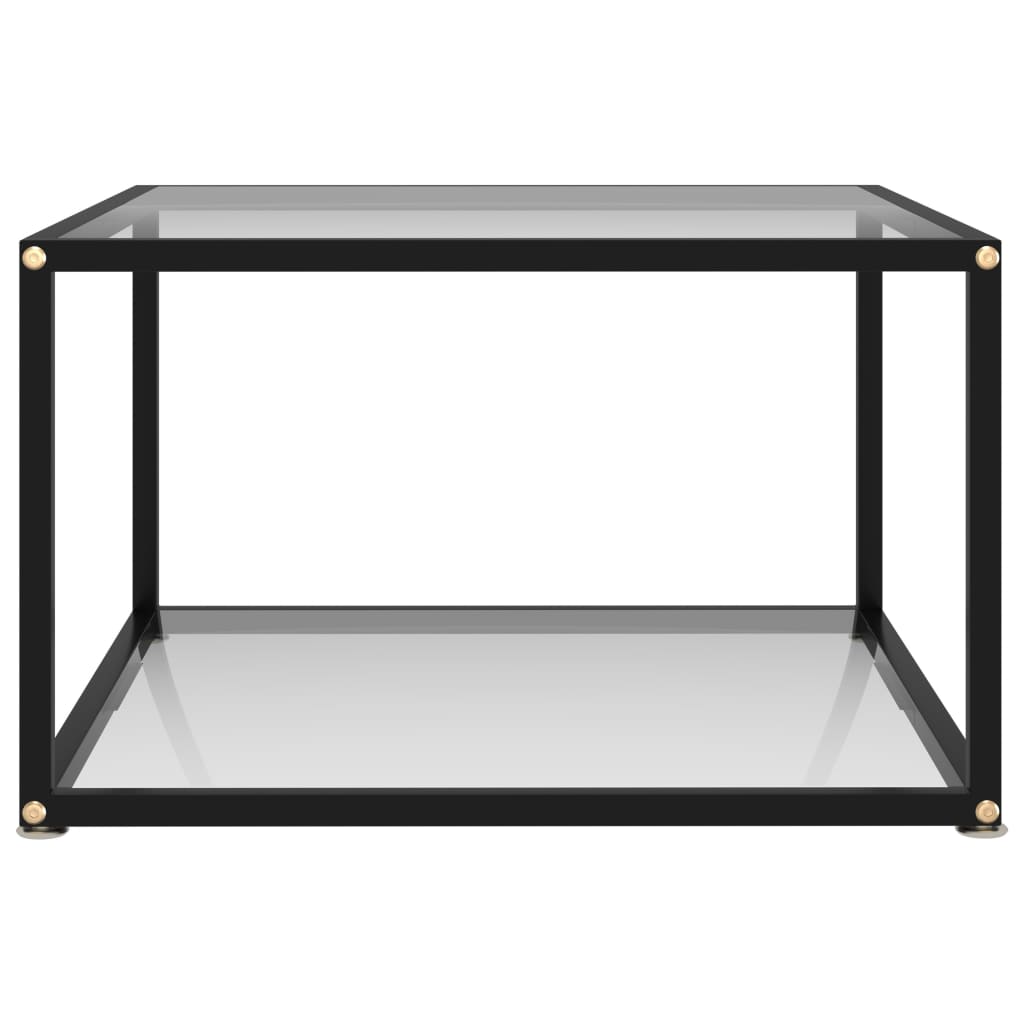 vidaXL kafijas galdiņš, caurspīdīgs, 60x60x35 cm, rūdīts stikls