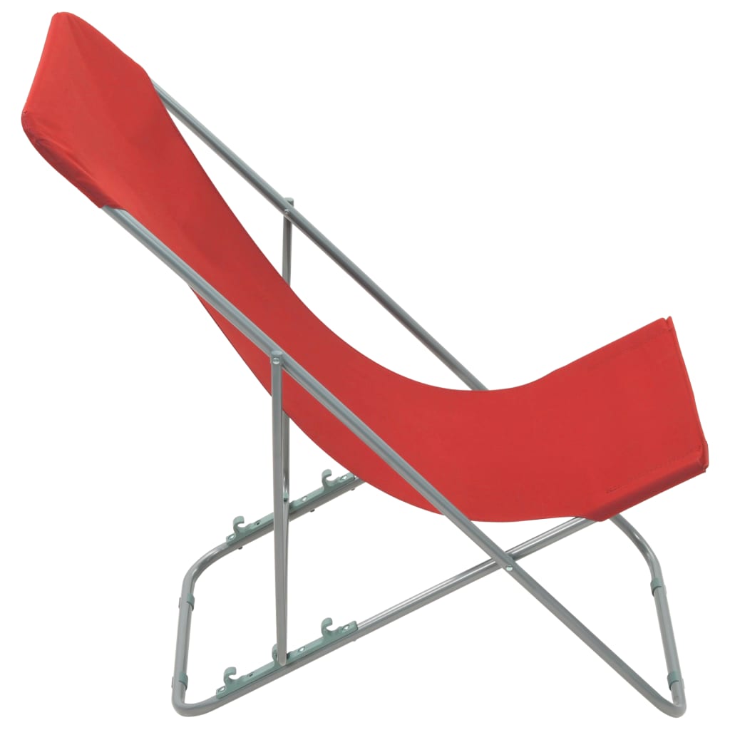vidaXL saliekami pludmales krēsli, 2 gab., tērauds, audums, sarkani