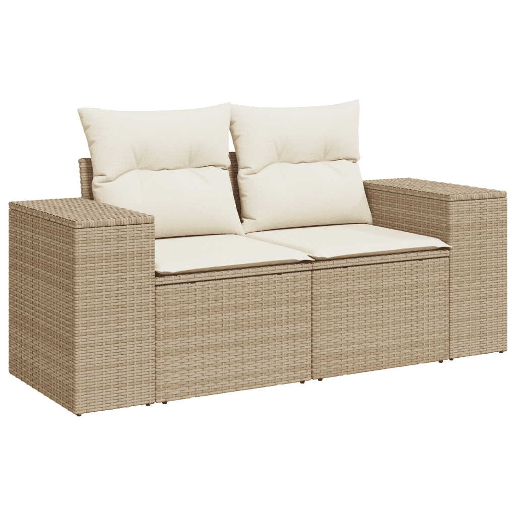 vidaXL 6-daļīgs dārza dīvāna komplekts, matrači, bēša PE rotangpalma