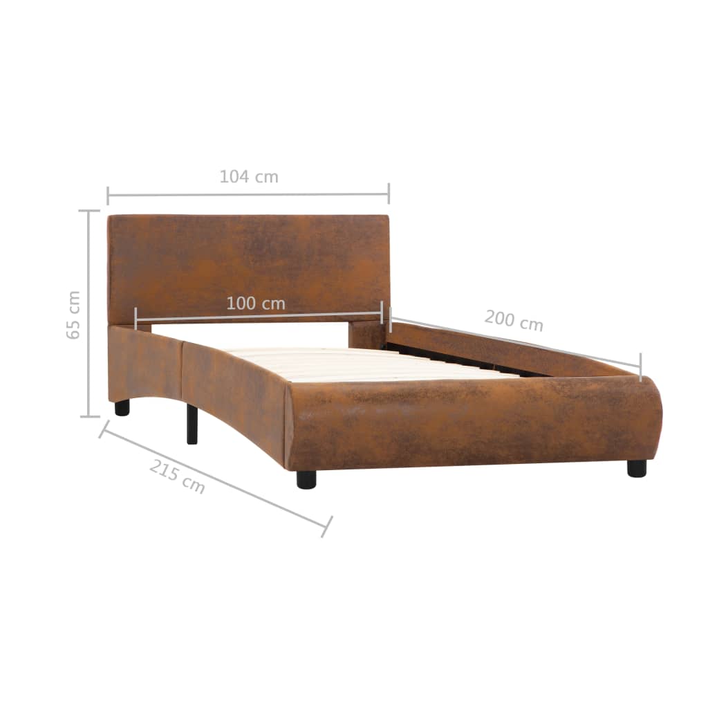 vidaXL gultas rāmis, brūna mākslīgā āda, 100x200 cm