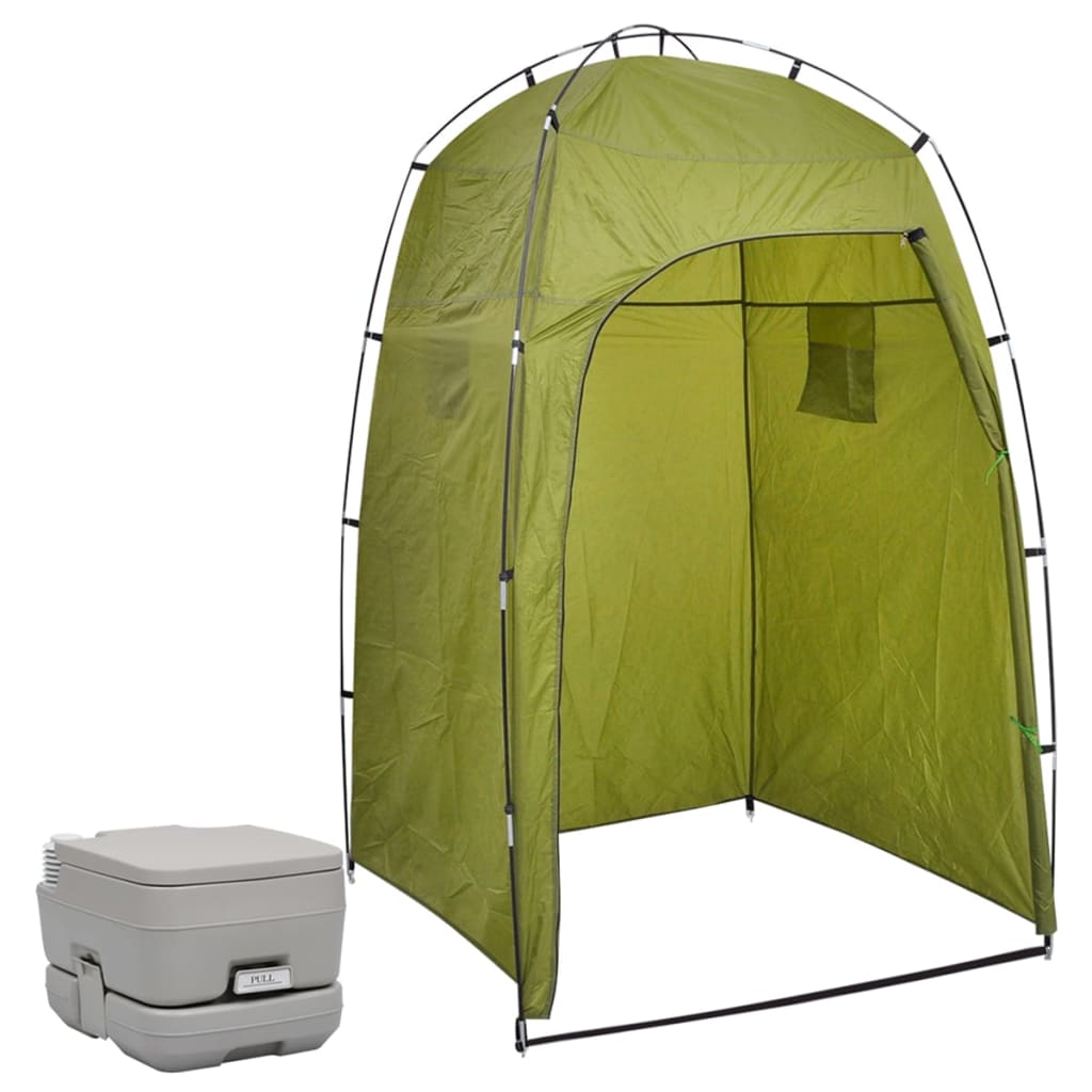 vidaXL pārnēsājama kempinga tualete ar telti, 10+10 L