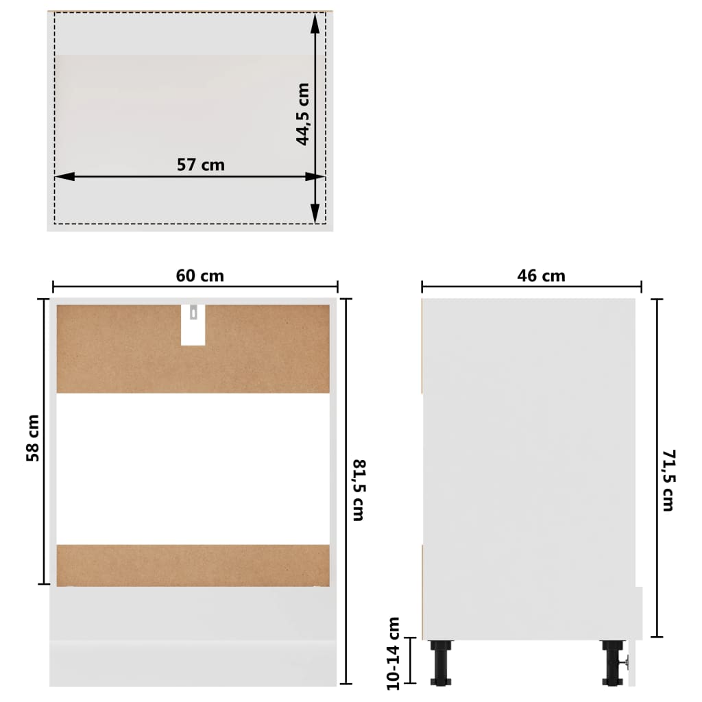 vidaXL plīts plaukts, balts, 60x46x81,5 cm, skaidu plāksne