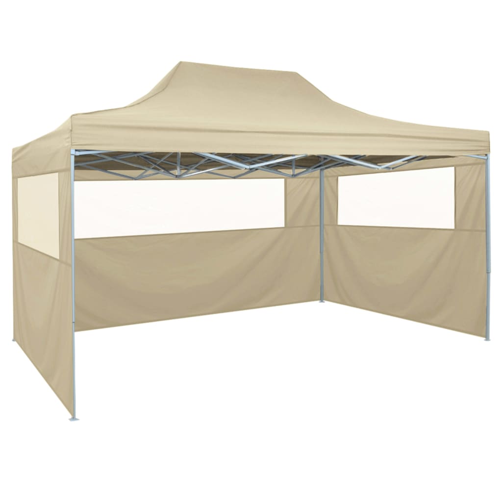 vidaXL saliekama telts, 3x4,5 m, 4 sienas, ātri uzstādāma, krēmbalta