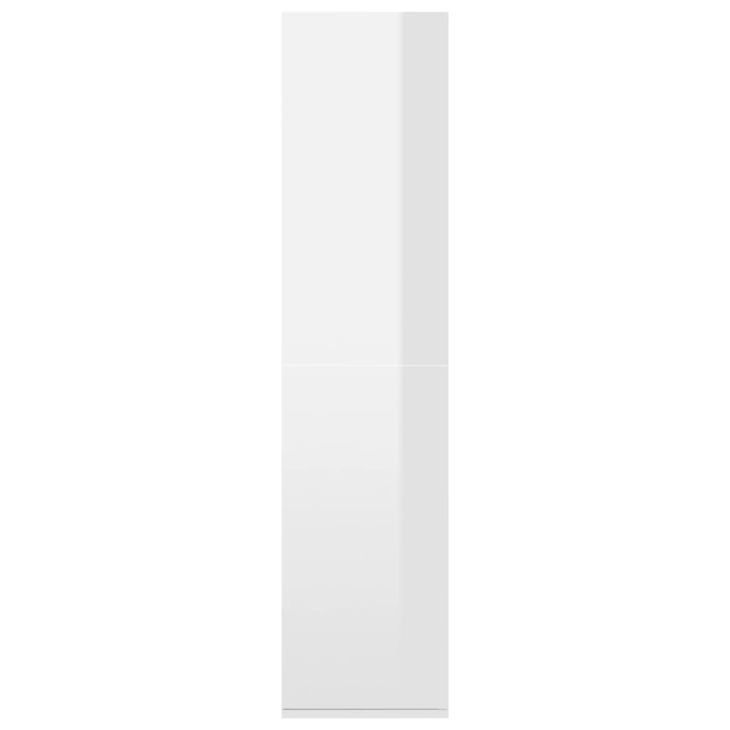 vidaXL grāmatu plaukts, 66x30x130 cm, spīdīgi balts, skaidu plāksne