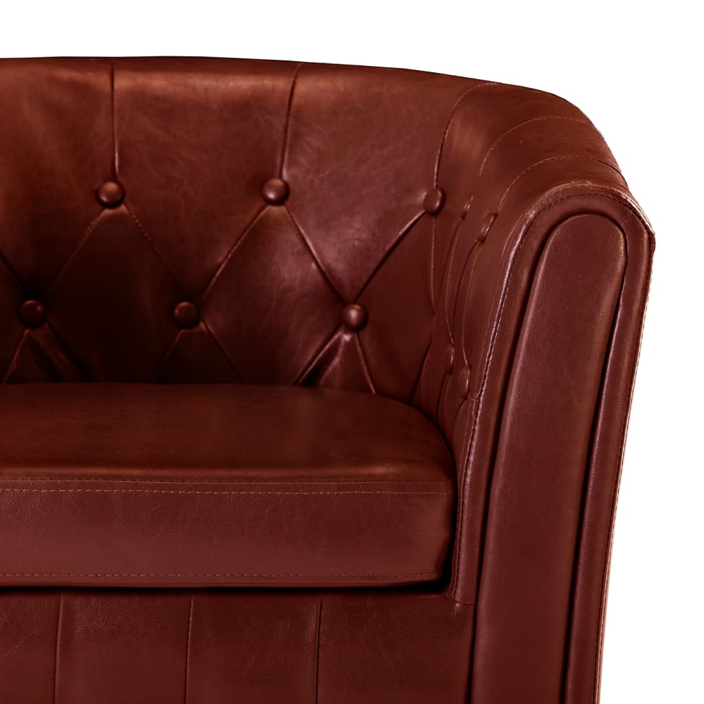 vidaXL klubkrēsls ar kāju soliņu, vīnsarkana mākslīgā āda