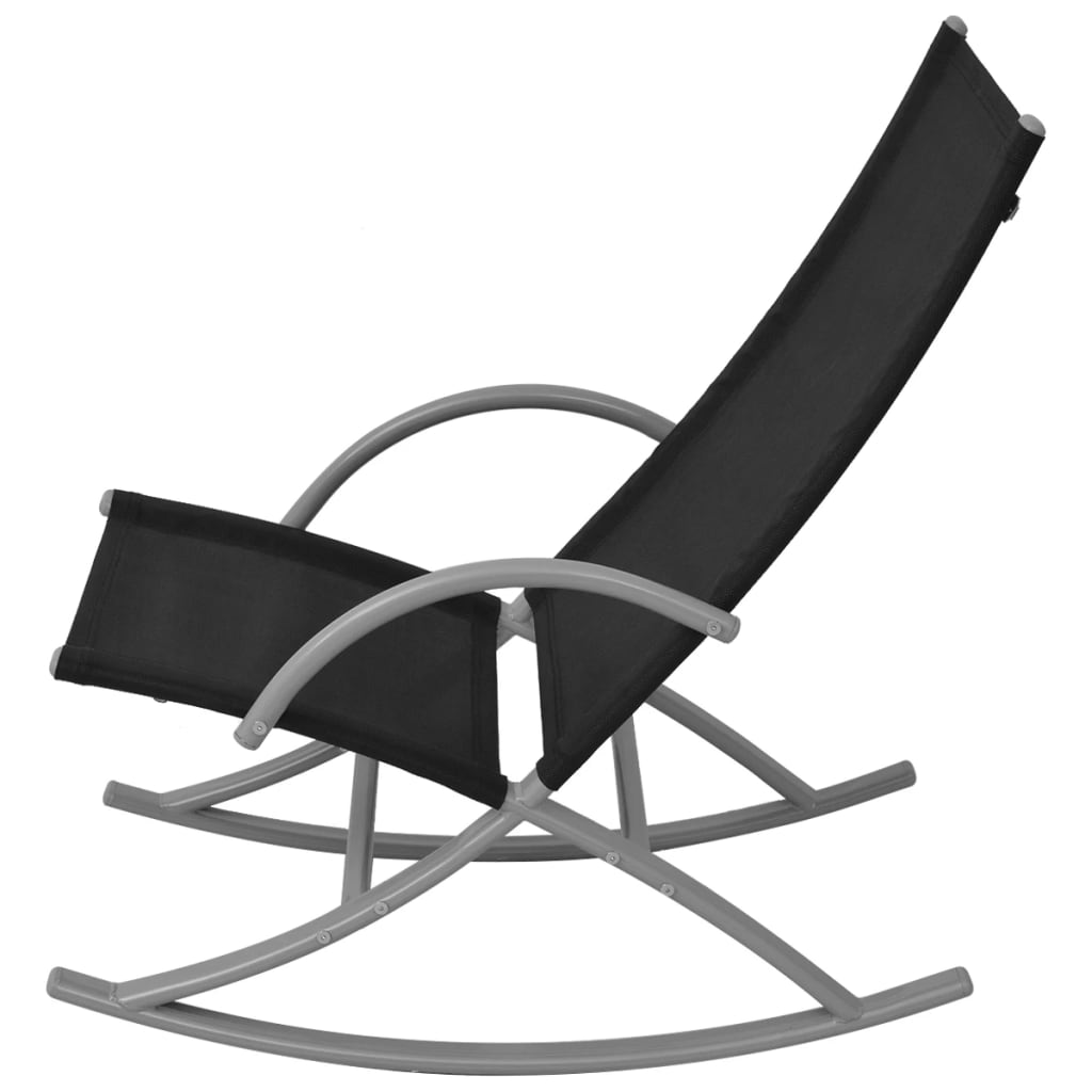 vidaXL dārza šūpuļkrēsli, 2 gab., tērauds un tekstilēns, melni
