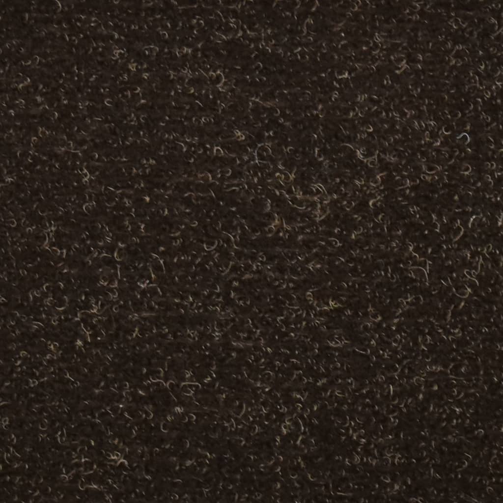 vidaXL kāpņu paklāji, 15 gab., pašlīmējoši, 56x17x3 cm, tumši brūni