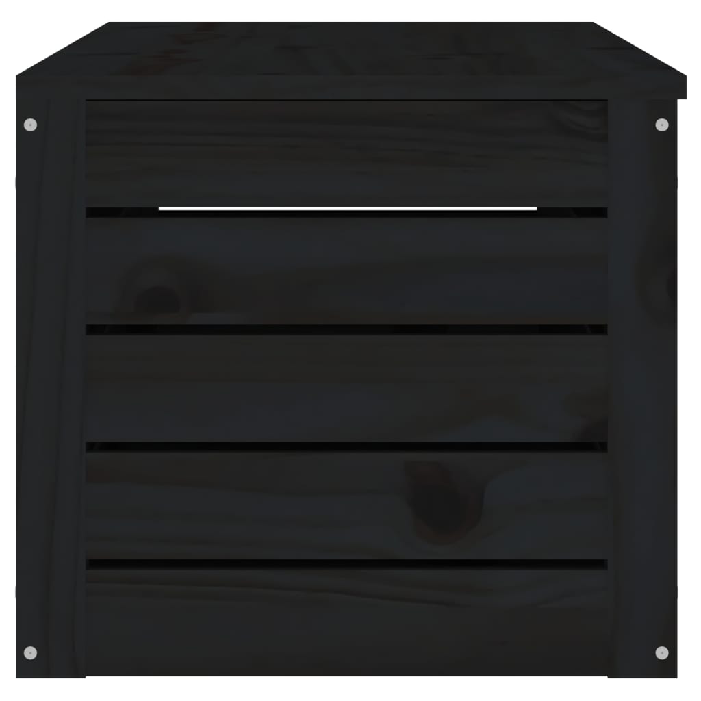 vidaXL uzglabāšanas kaste, melna, 109x36,5x33 cm, priedes masīvkoks