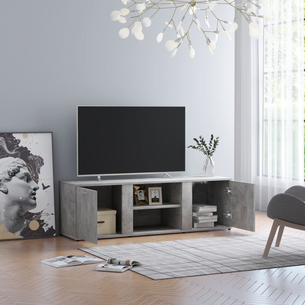 vidaXL TV skapītis, betonpelēks, 120x34x37 cm, skaidu plāksne