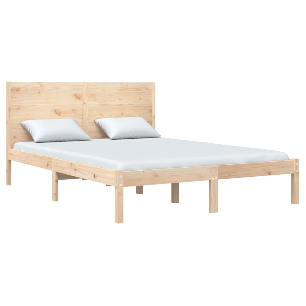 vidaXL gultas rāmis, priedes masīvkoks, 135x190 cm, divvietīgs