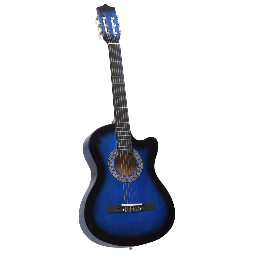 vidaXL 12-daļīgs klasiskās ģitāras komplekts, ar 6 stīgām, zils, 38"