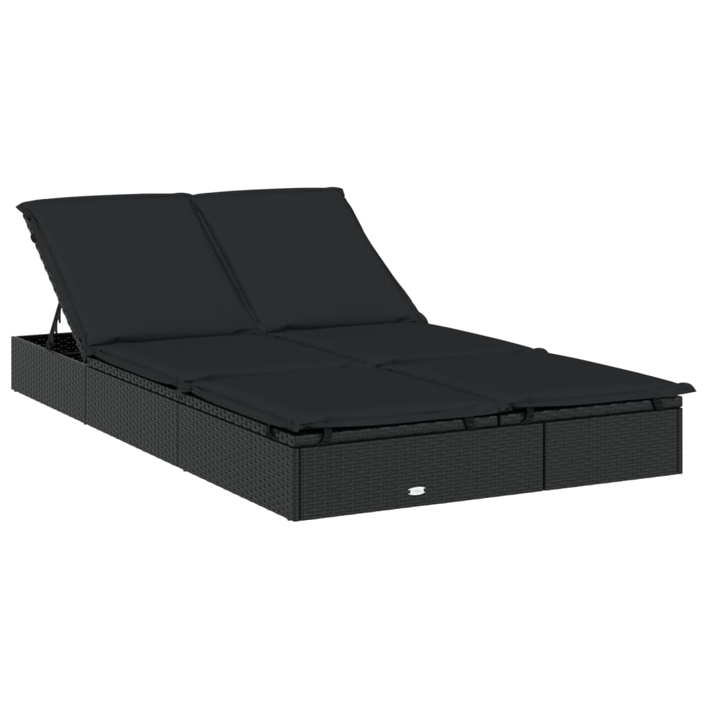 vidaXL sauļošanās gulta ar jumtu, 211x112x140 cm, PE rotangpalma