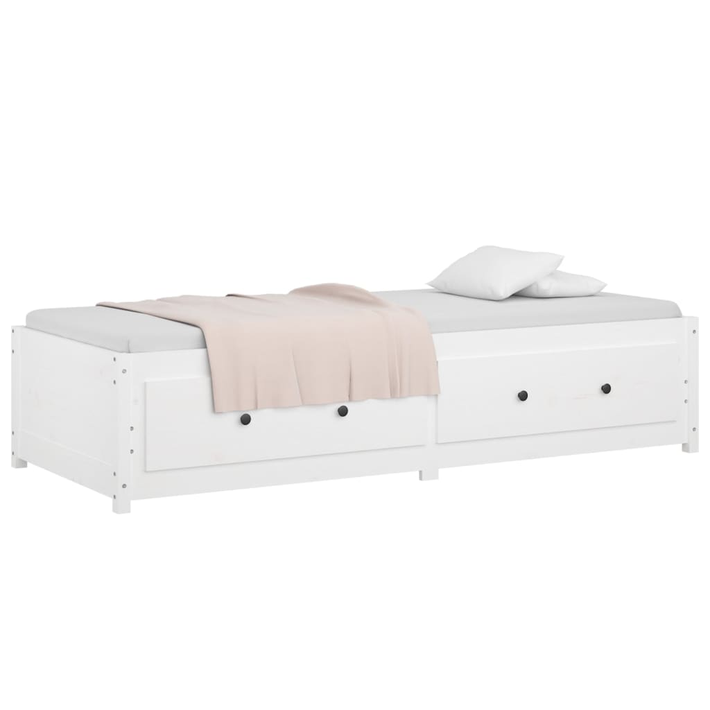 vidaXL gulta, balta, 80x200 cm, priedes masīvkoks