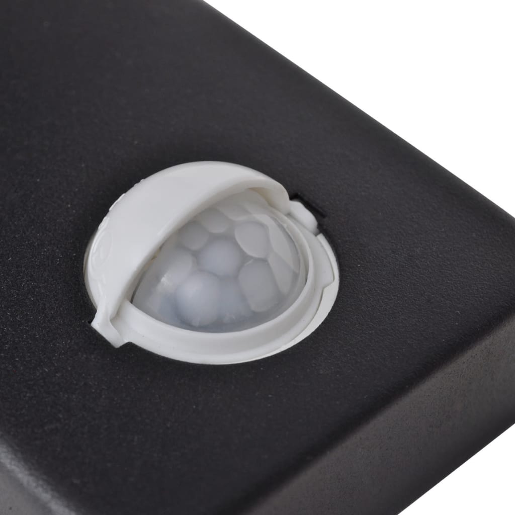 LED sienas lampa ar sensoru, nerūsējošs tērauds, cilindra forma, melna