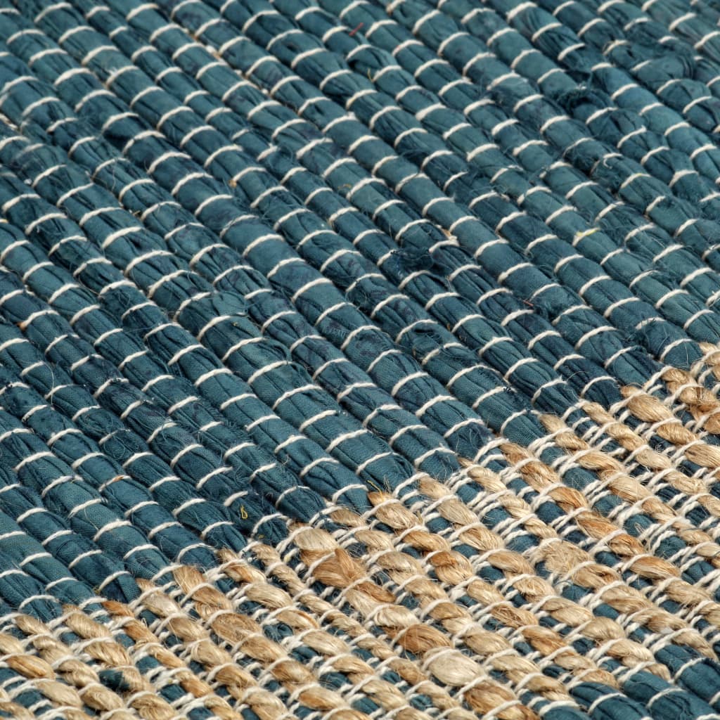 vidaXL paklājs, roku darbs, džuta, zils, 80x160 cm