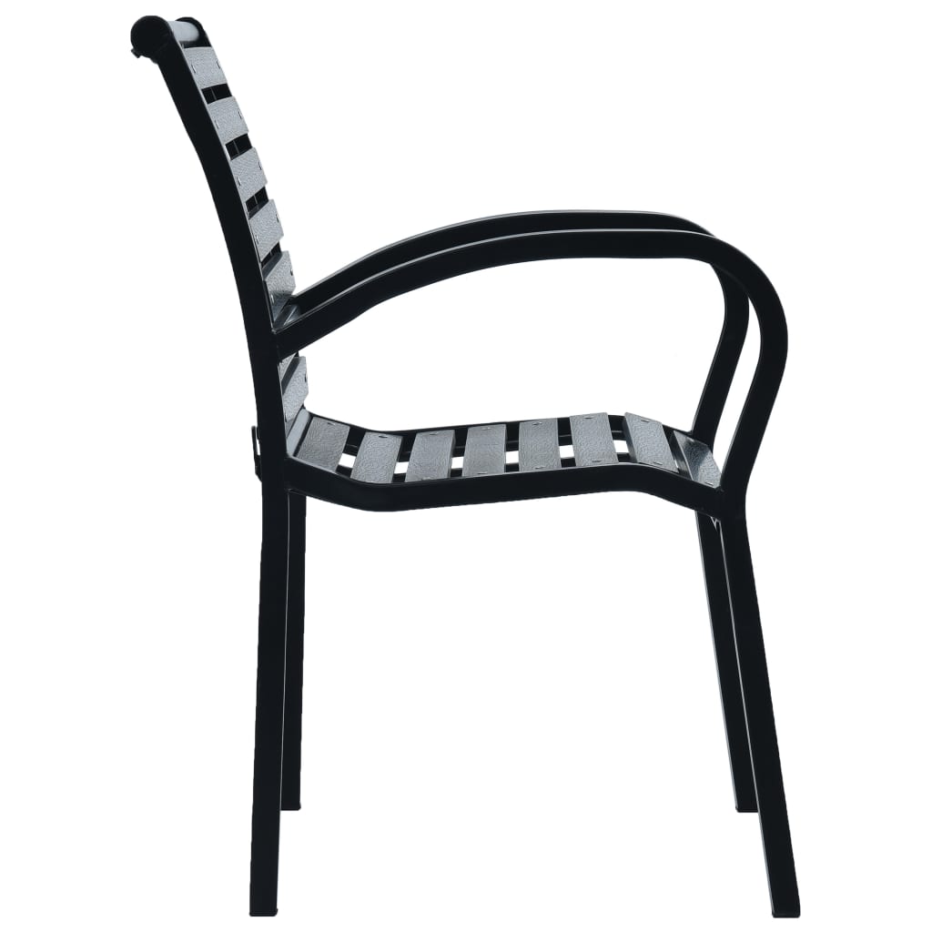 vidaXL dārza krēsli, 2 gab., tērauds un WPC, melni
