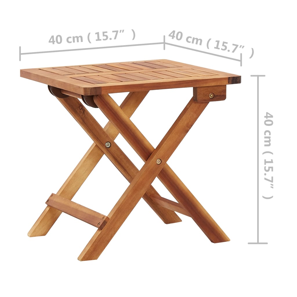 vidaXL saliekams dārza galds, 40x40x40 cm, akācijas masīvkoks