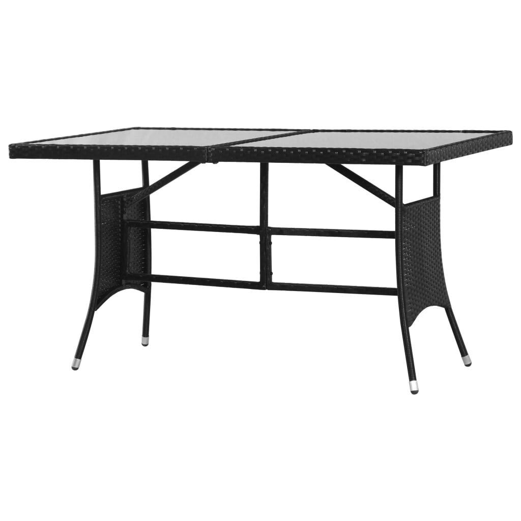 vidaXL dārza galds, melns, 140x80x74 cm, PE rotangpalma