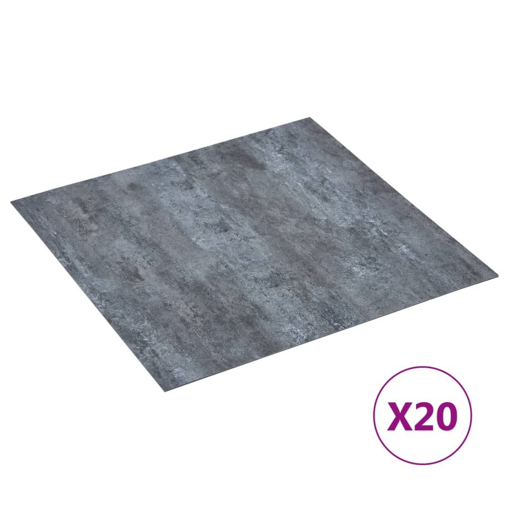 vidaXL grīdas flīzes, 20 gab., pašlīmējošas, 1,86 m², PVC, pelēkas