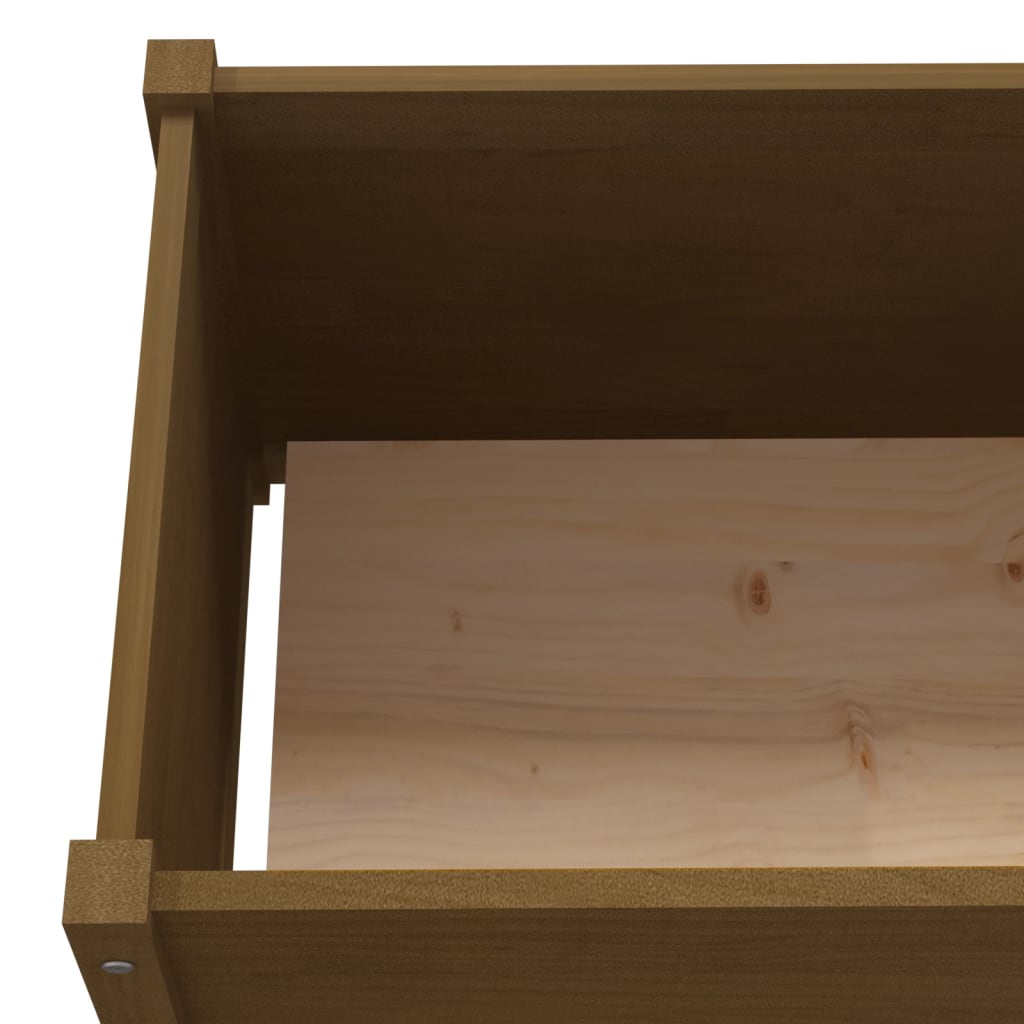 vidaXL dārza puķu kaste, medus brūna, 200x50x70 cm, priedes masīvkoks