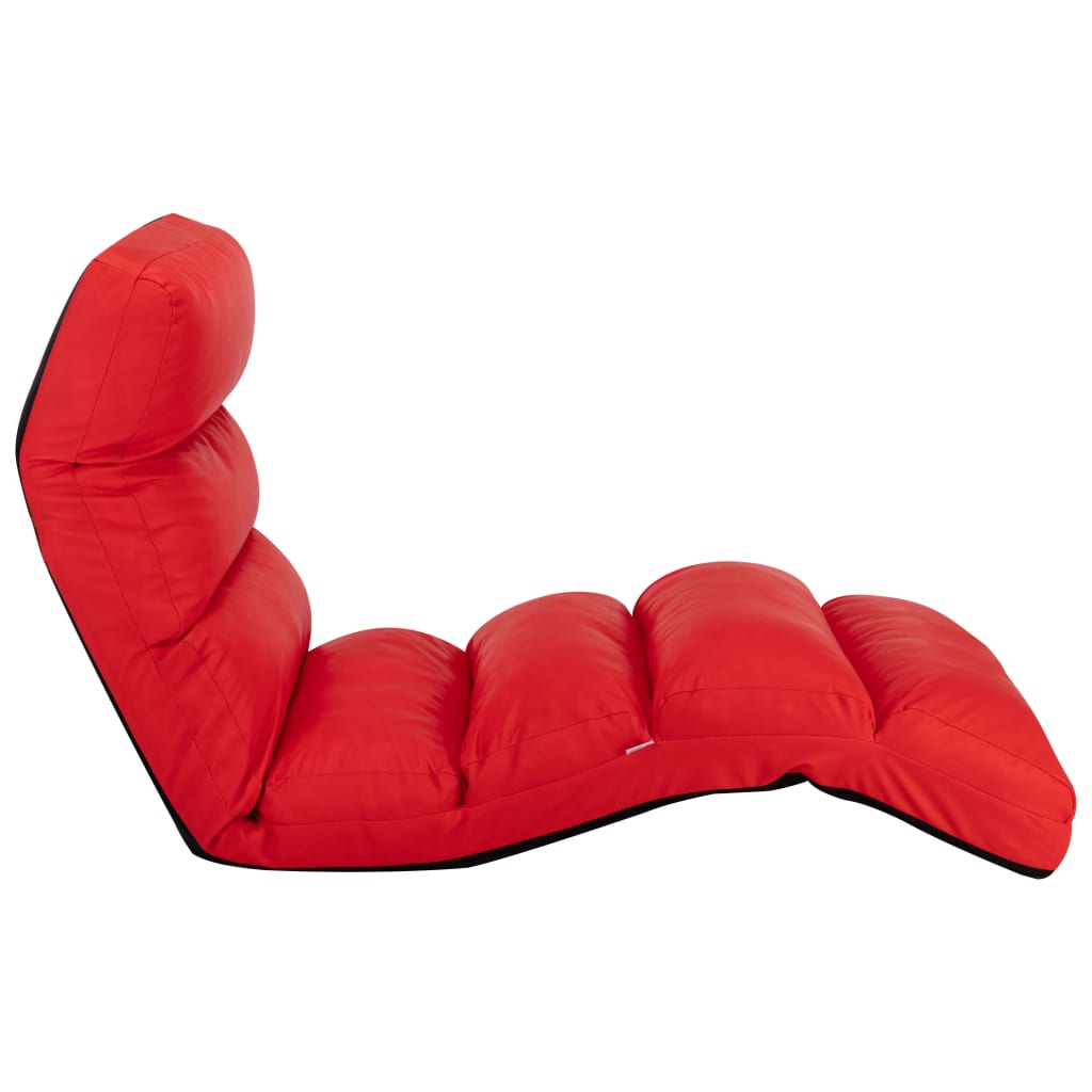vidaXL salokāms grīdas krēsls, sarkana mākslīgā āda