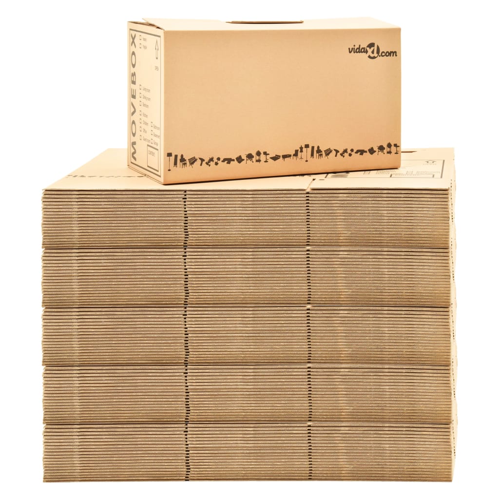 vidaXL pārvākšanās kastes, 100 gab., kartons, XXL, 60x33x34 cm