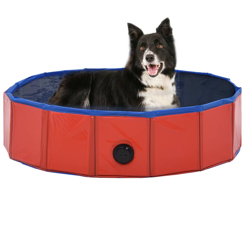 vidaXL suņu baseins, salokāms, sarkans, 80x20 cm, PVC