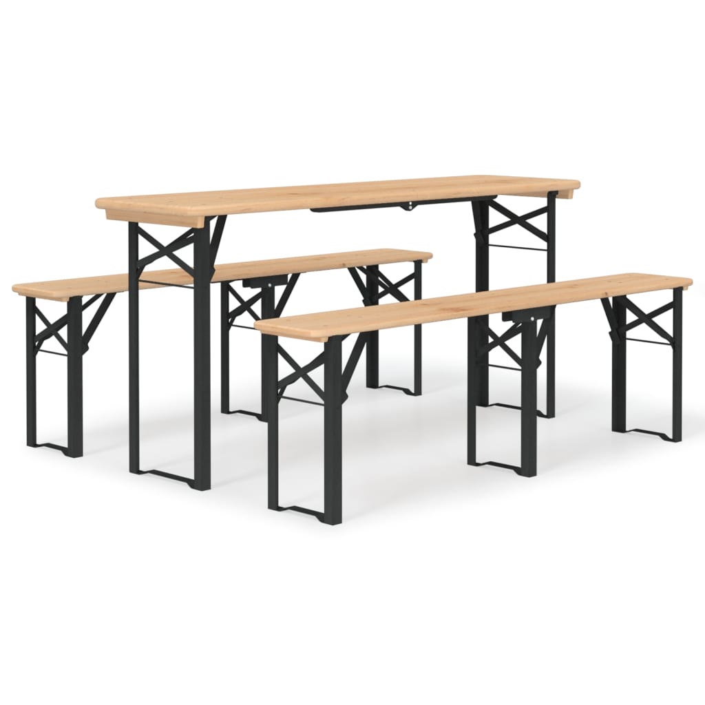 vidaXL 3-daļīgs galda un krēslu komplekts, egles masīvkoks