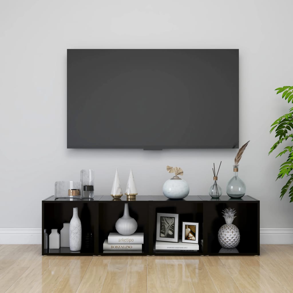 vidaXL TV plaukti, 2 gab., melni, 37x35x37 cm, skaidu plāksne