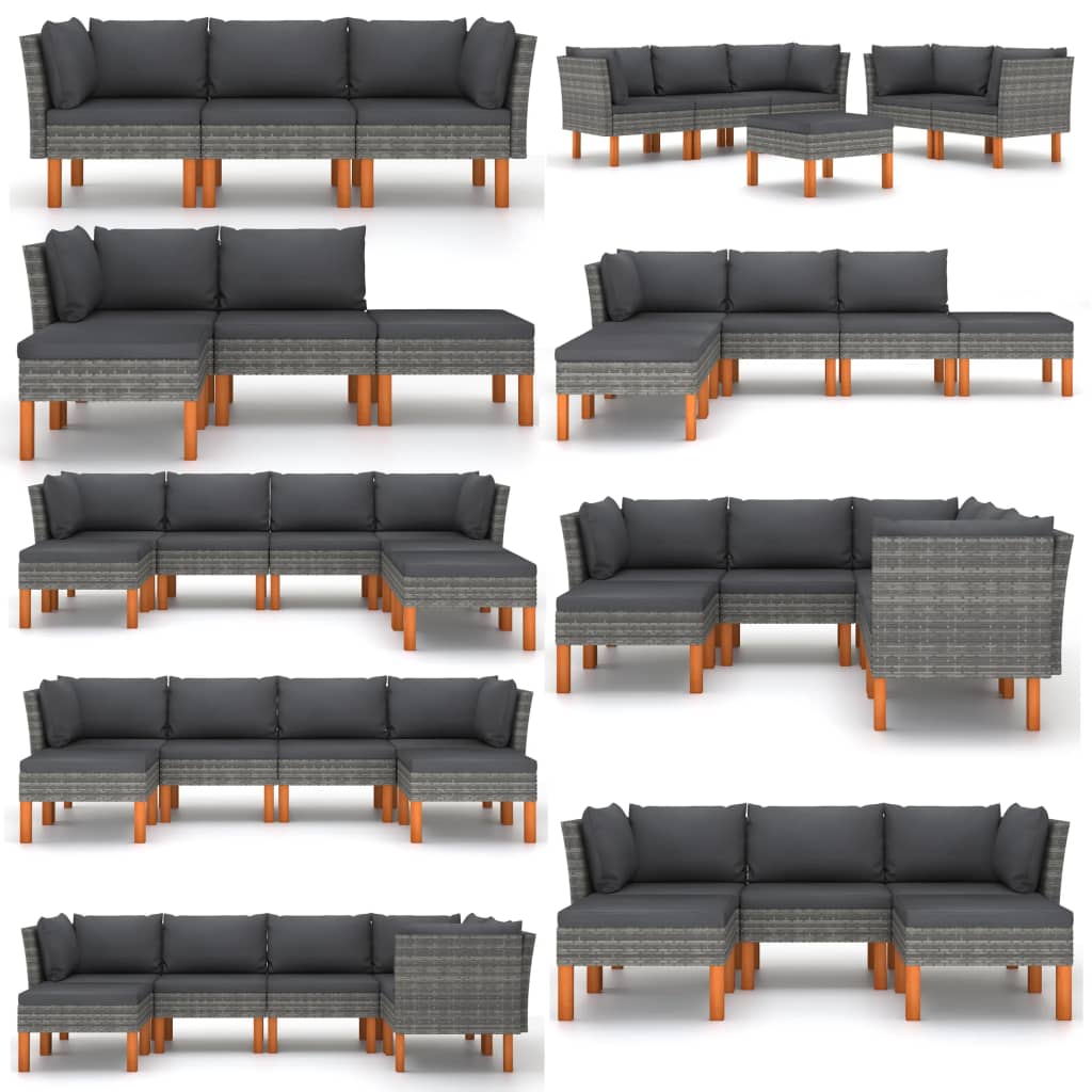 vidaXL vidējie dīvāni, 2 gab., PE rotangpalma un eikalipta masīvkoks