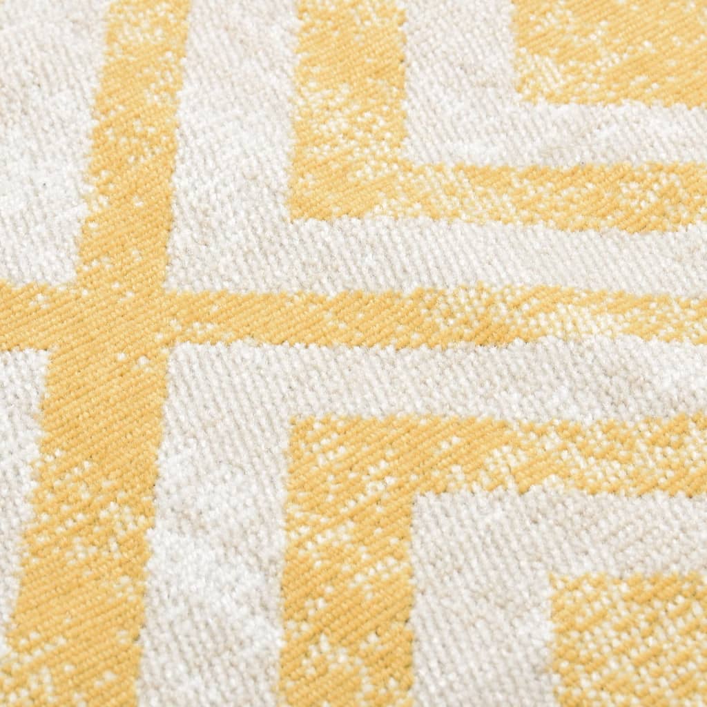 vidaXL āra paklājs, plakani austs, 115x170 cm, dzeltens ar bēšu