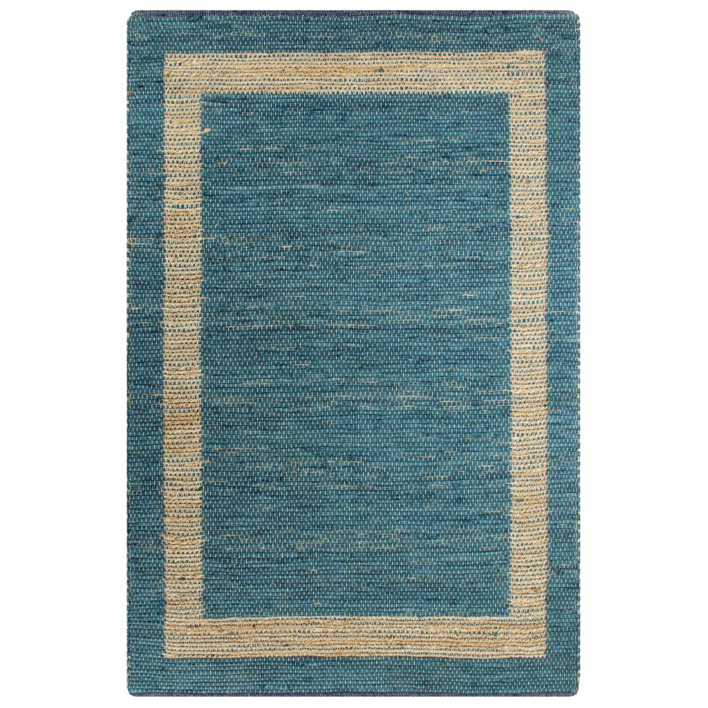 vidaXL paklājs, roku darbs, džuta, zils, 120x180 cm