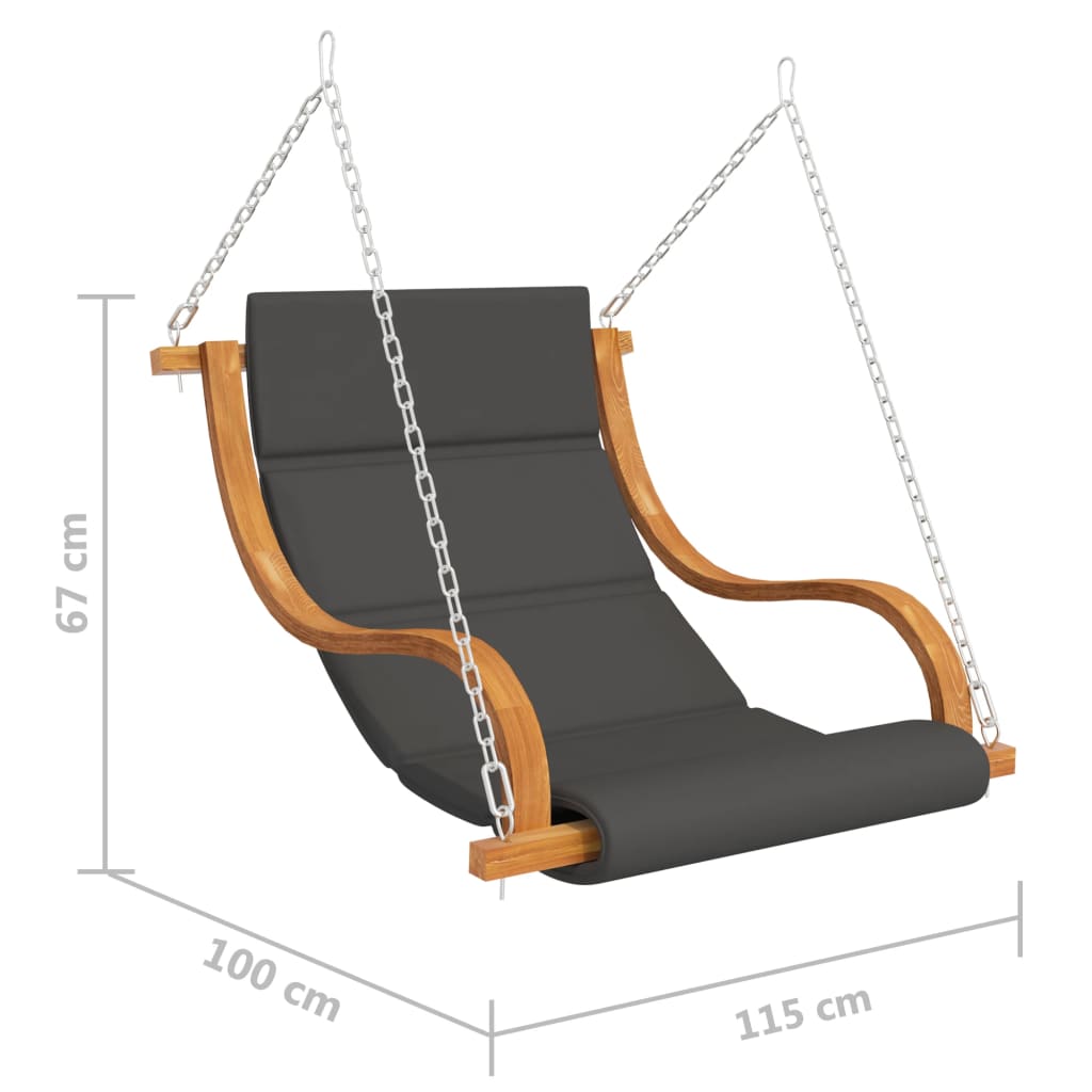 vidaXL šūpuļkrēsls ar matraci, liekts masīvkoks ar tīkkoka apdari