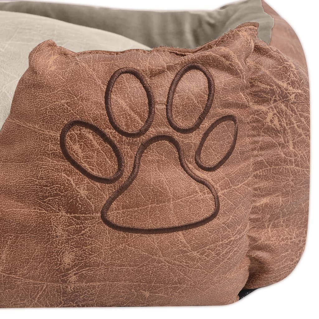 vidaXL suņu gulta ar spilvenu, PU mākslīgā āda, XL, bēša
