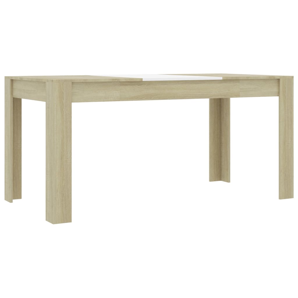 vidaXL virtuves galds, 160x80x76 cm, balta un ozolkoka krāsa