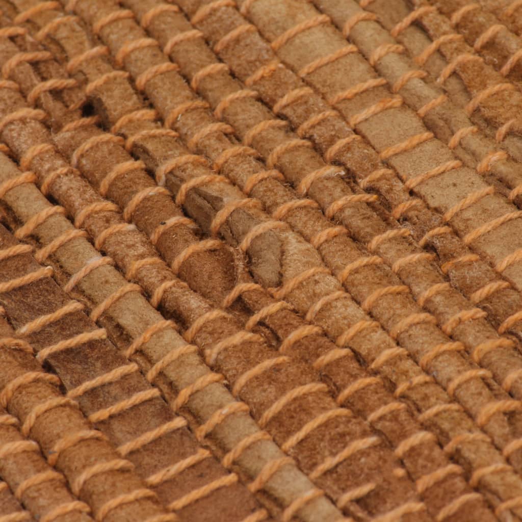 vidaXL Chindi paklājs, 190x280 cm, pīts ar rokām, dzeltenbrūna āda