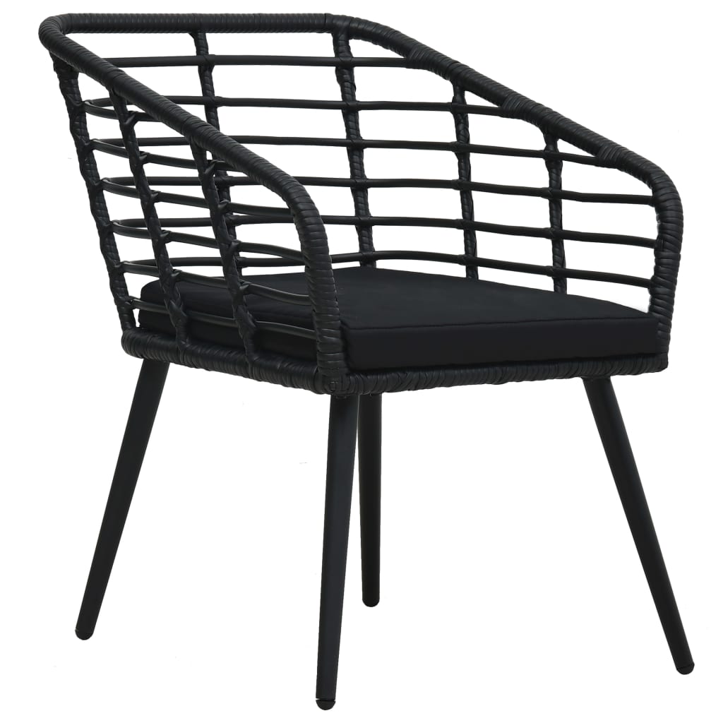 vidaXL dārza krēsli ar matračiem, 2 gab., melna PE rotangpalma
