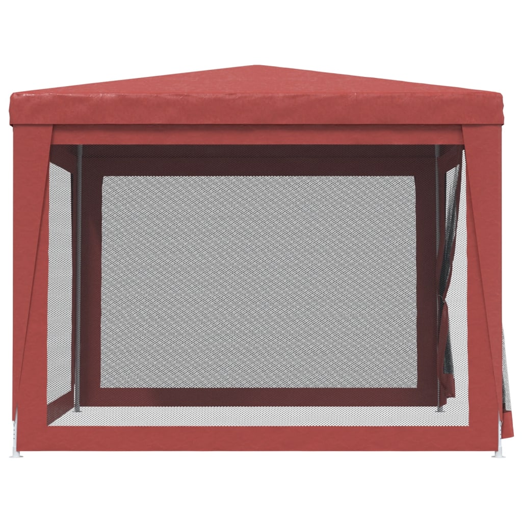 vidaXL svinību telts, ar 4 sieta sienām, 3x3 m, sarkana, HDPE